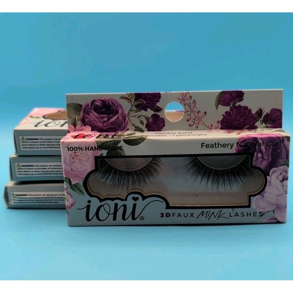 Lot/4 Ioni 3D Faux Mink Lashes Eyelashes Feathery Natural Curl Reusable Handmade